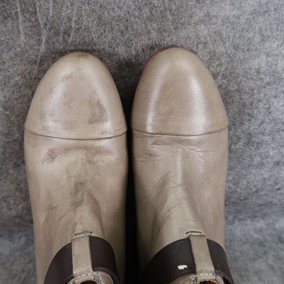 Rag & Bone Shoes Womens 35 Bootie Harrow Stacked Heel Cap Toe Leather Strap Gray - Picture 9 of 16